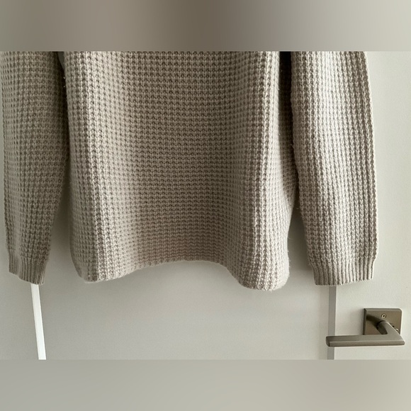 Magaschoni Taupe oatmeal cashmere Cowl Neck Sweater, L - Picture 4 of 9